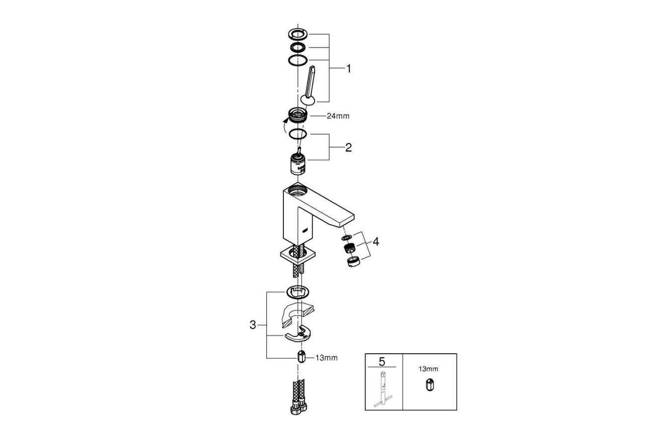 Смеситель для раковины GROHE Eurocube Joy, M-size, хром (23658000/U) (царапины на корпусе)