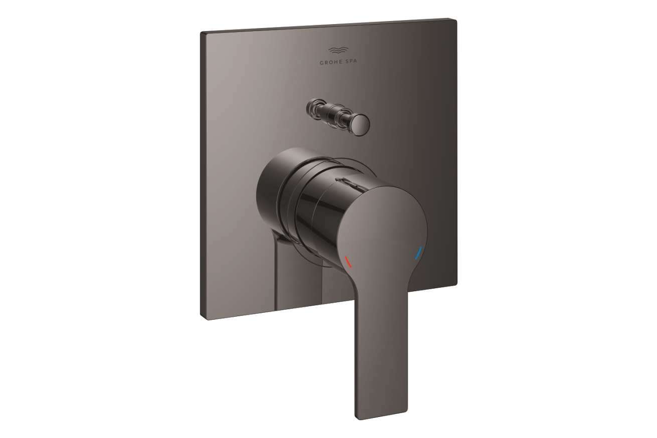 Внешняя часть смесителя для ванны GROHE Allure скрытого монтажа на 2 потребителя, квадратная, темный графит глянец (19315A01)