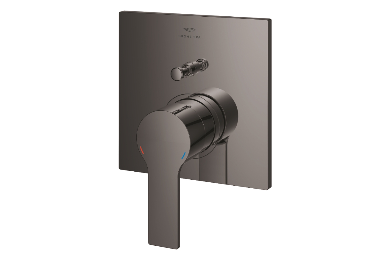 Внешняя часть смесителя для ванны GROHE Allure скрытого монтажа на 2 потребителя, квадратная, темный графит глянец (19315A01)