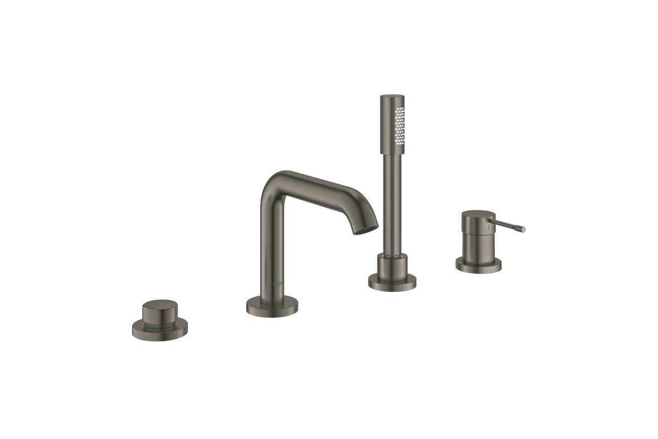 Смеситель для ванны GROHE Essence на 4 отверстия, на край ванны, темный графит матовый (19578AL1)