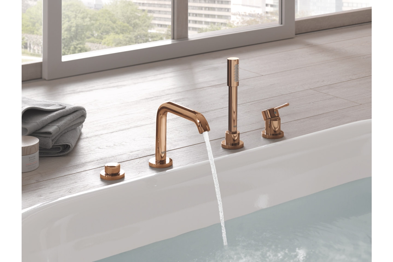 Смеситель для ванны GROHE Essence на 4 отверстия, на край ванны, теплый закат глянец (19578DA1)