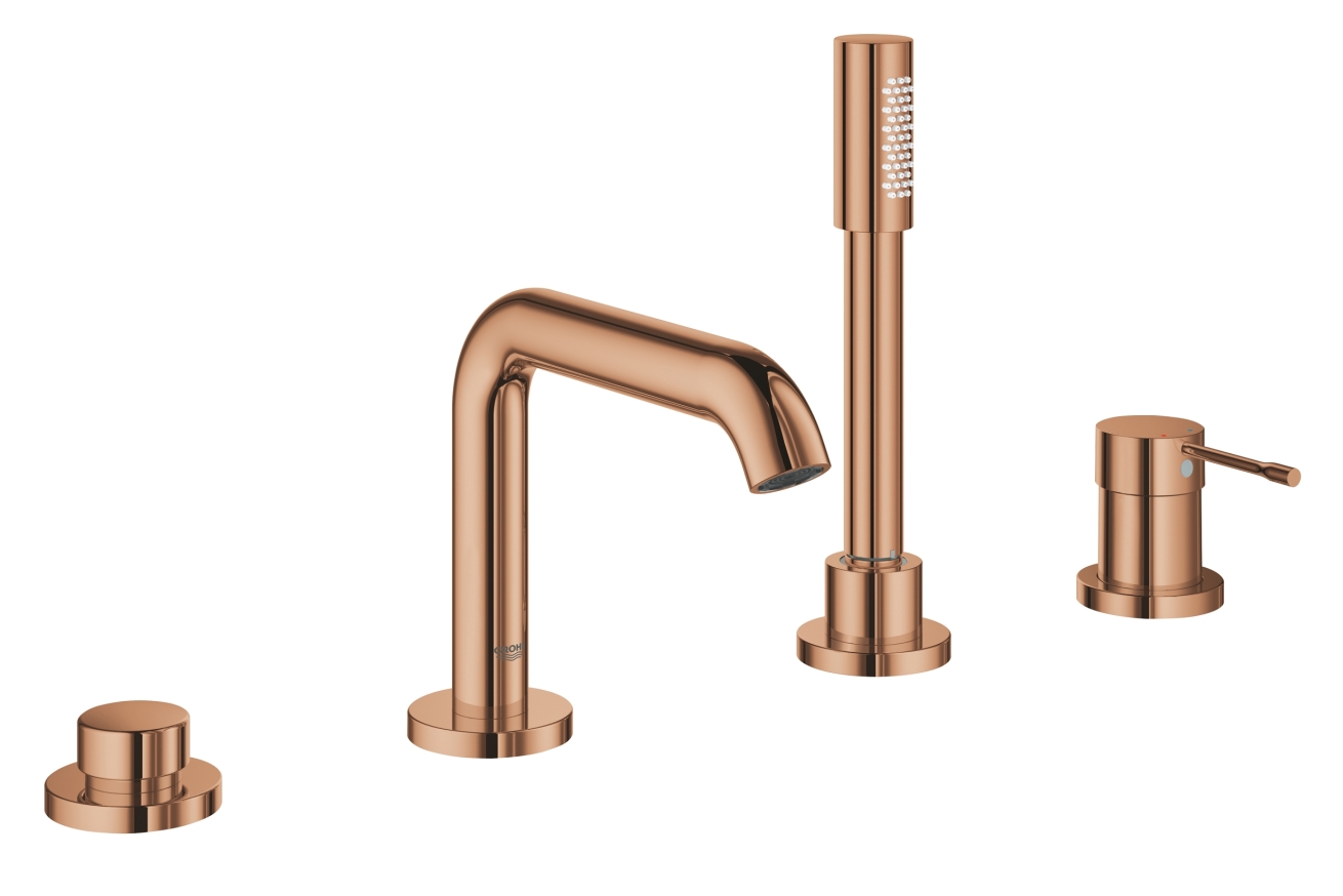 Смеситель для ванны GROHE Essence на 4 отверстия, на край ванны, теплый закат глянец (19578DA1)