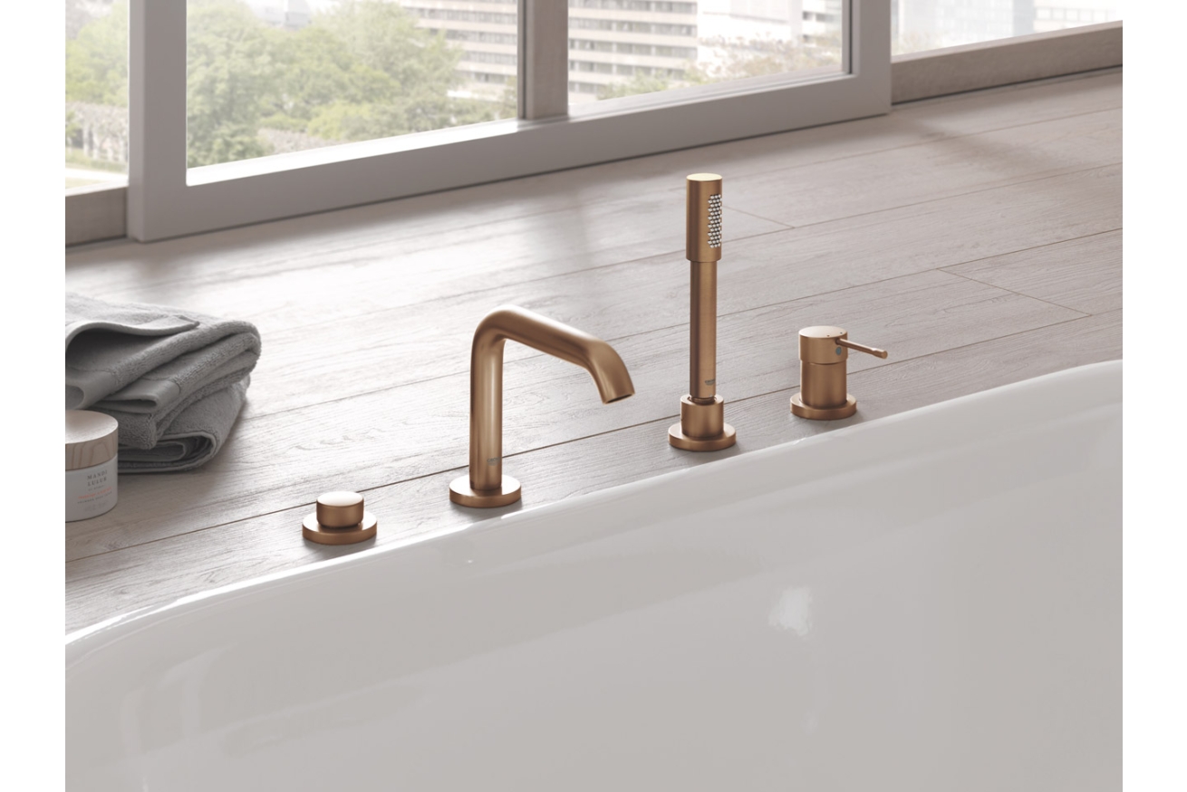Смеситель для ванны GROHE Essence на 4 отверстия, на край ванны, теплый закат матовый (19578DL1)