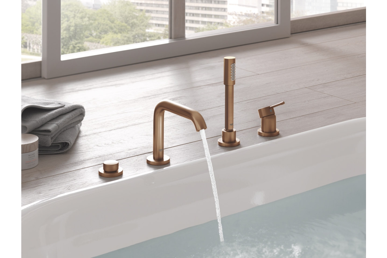 Смеситель для ванны GROHE Essence на 4 отверстия, на край ванны, теплый закат матовый (19578DL1)