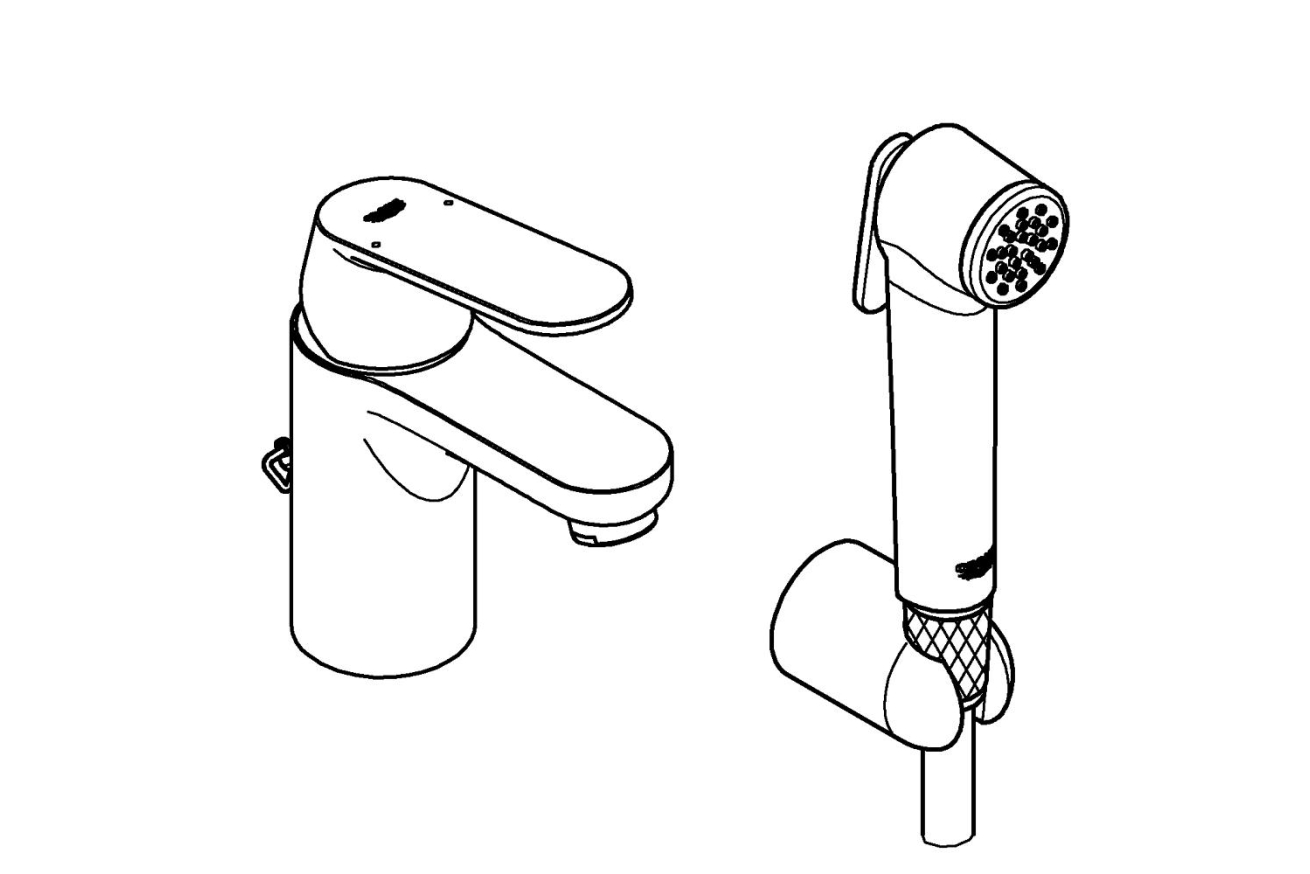 Смеситель для раковины GROHE Eurosmart Cosmopolitan с гигиеническим душем, S-size, хром (23125000)