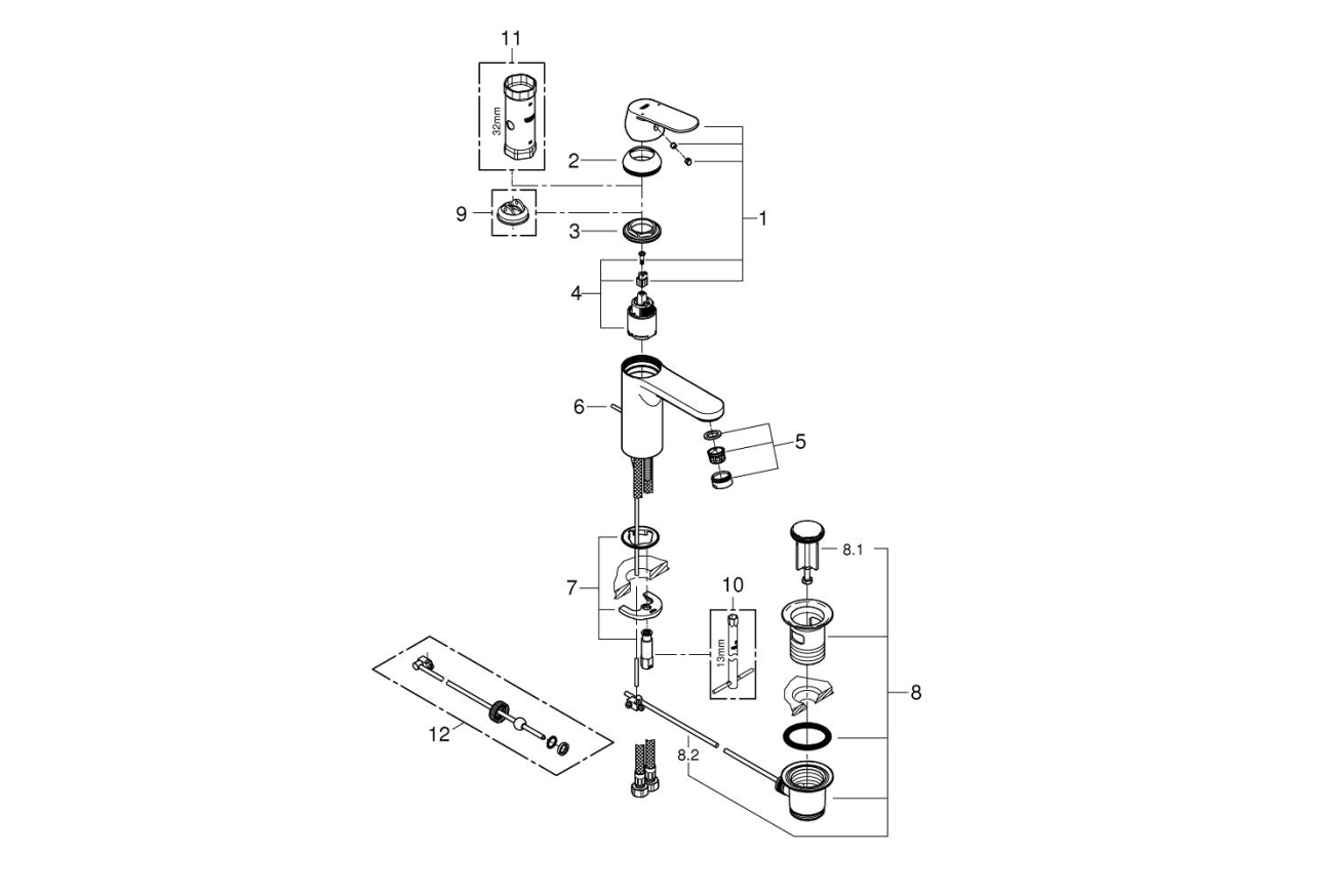 Смеситель для раковины GROHE Eurosmart Cosmopolitan, M-size, хром (23325000)