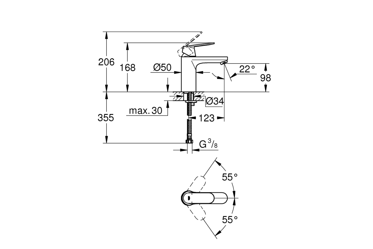 Смеситель для раковины GROHE Eurosmart Cosmopolitan, M-size, хром (23327000)