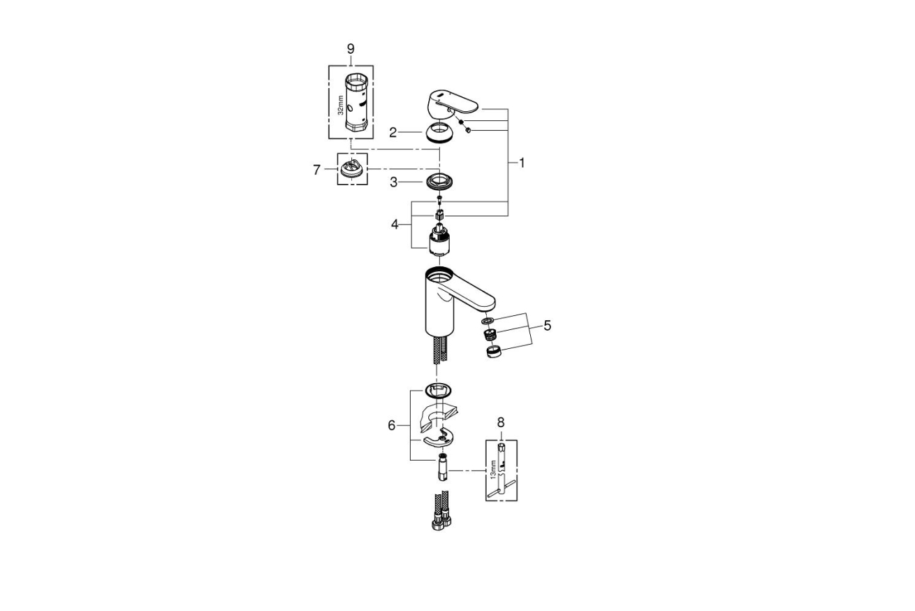 Смеситель для раковины GROHE Eurosmart Cosmopolitan, M-size, хром (23327000)