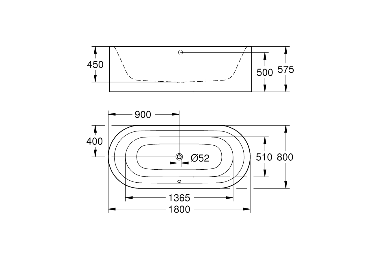 Ванна GROHE Essence, 180 x 80 х 57,5, альпин-белый (39729000)