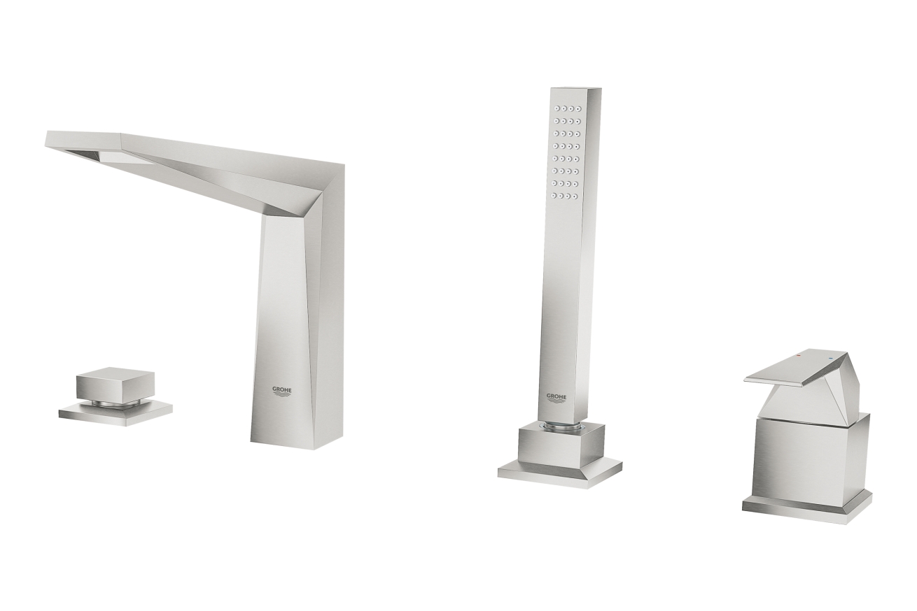 Смеситель для ванны GROHE Allure Brilliant на 4 отверстия, на край ванны, суперсталь (19787DC1)