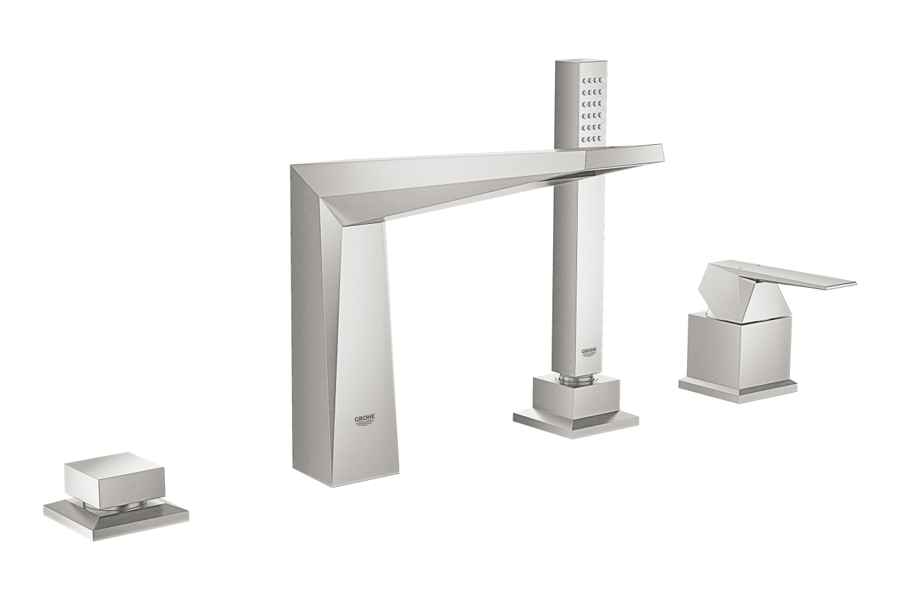 Смеситель для ванны GROHE Allure Brilliant на 4 отверстия, на край ванны, суперсталь (19787DC1)