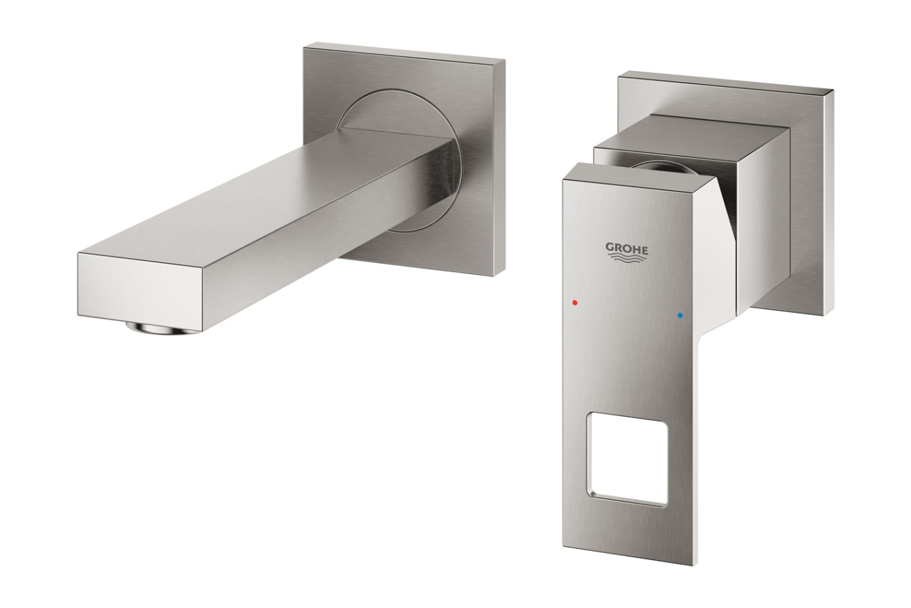Внешняя часть смесителя для раковины GROHE Eurocube на 2 отверстия, S-Size, суперсталь (19895DC0)