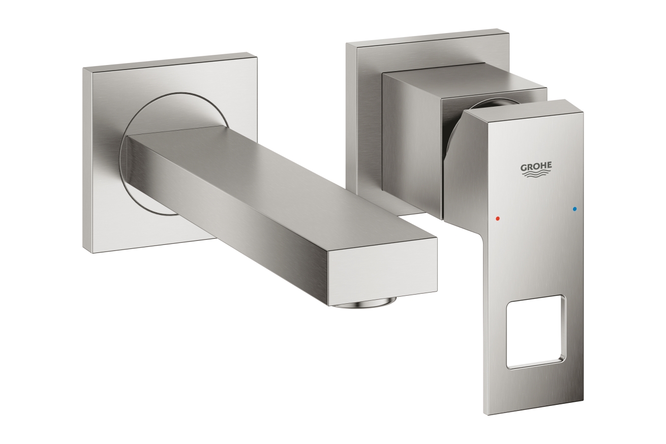 Внешняя часть смесителя для раковины GROHE Eurocube на 2 отверстия, S-Size, суперсталь (19895DC0)