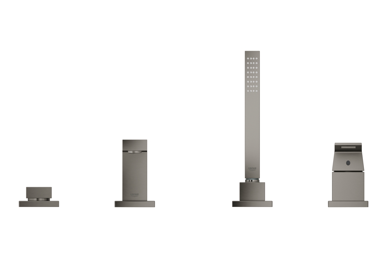Смеситель для ванны GROHE Eurocube на 4 отверстия, на край ванны, темный графит матовый (19897AL1)