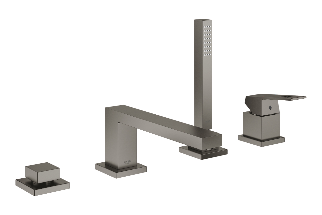 Смеситель для ванны GROHE Eurocube на 4 отверстия, на край ванны, темный графит матовый (19897AL1)