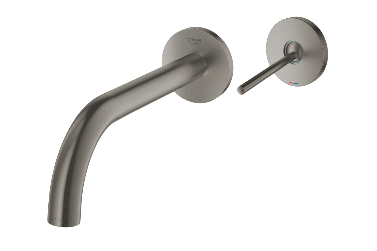Внешняя часть смесителя для раковины GROHE Atrio Joy настенного монтажа на 2 отверстия, темный графит матовый (19918AL3)
