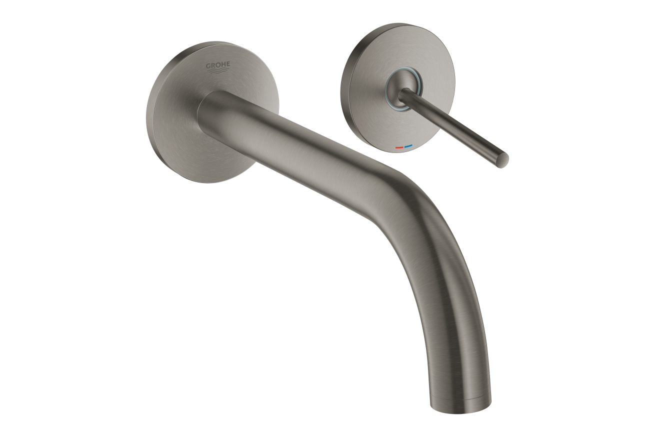 Внешняя часть смесителя для раковины GROHE Atrio Joy настенного монтажа на 2 отверстия, темный графит матовый (19918AL3)