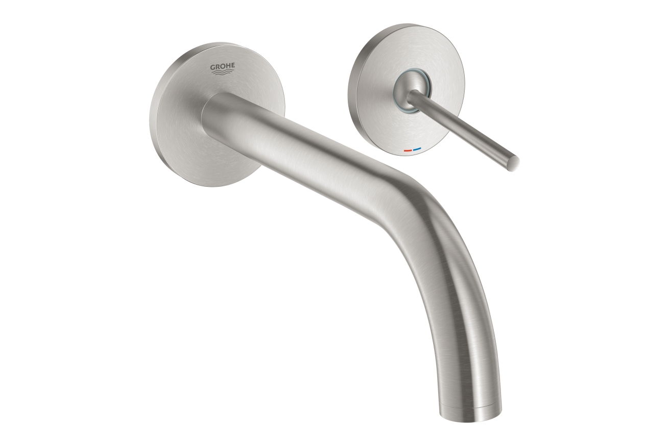 Внешняя часть смесителя для раковины GROHE Atrio Joy настенного монтажа на 2 отверстия, суперсталь (19918DC3)