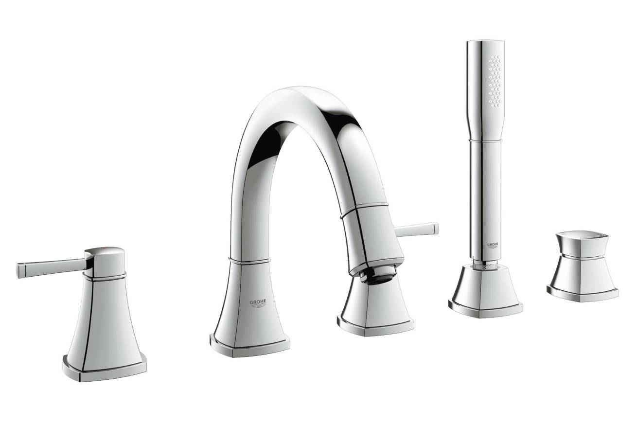 Смеситель для ванны GROHE Grandera двухвентильный, на 5 отверстий, на край ванны, хром (19919000)