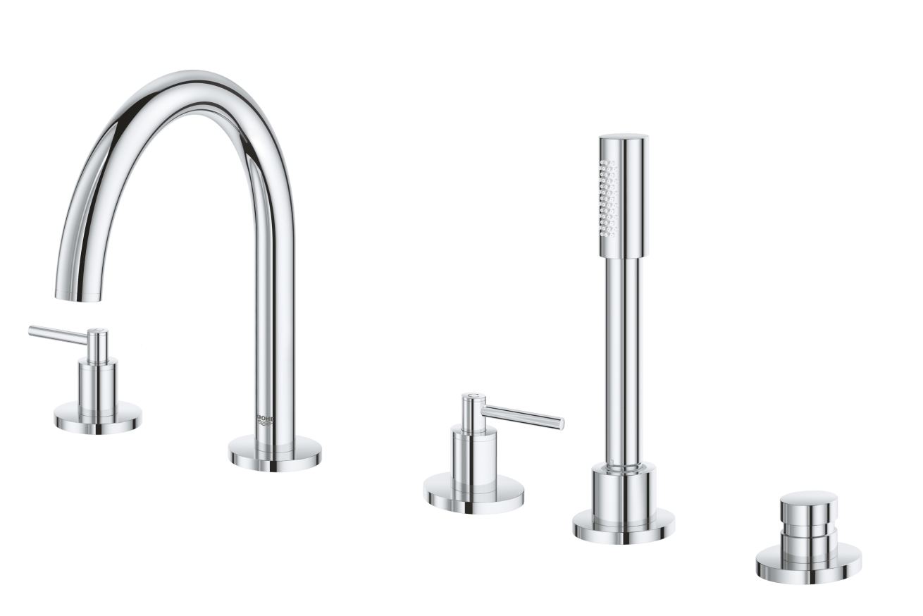 Смеситель для ванны GROHE Atrio двухвентильный, на 5 отверстий, на край ванны, хром (19922003)
