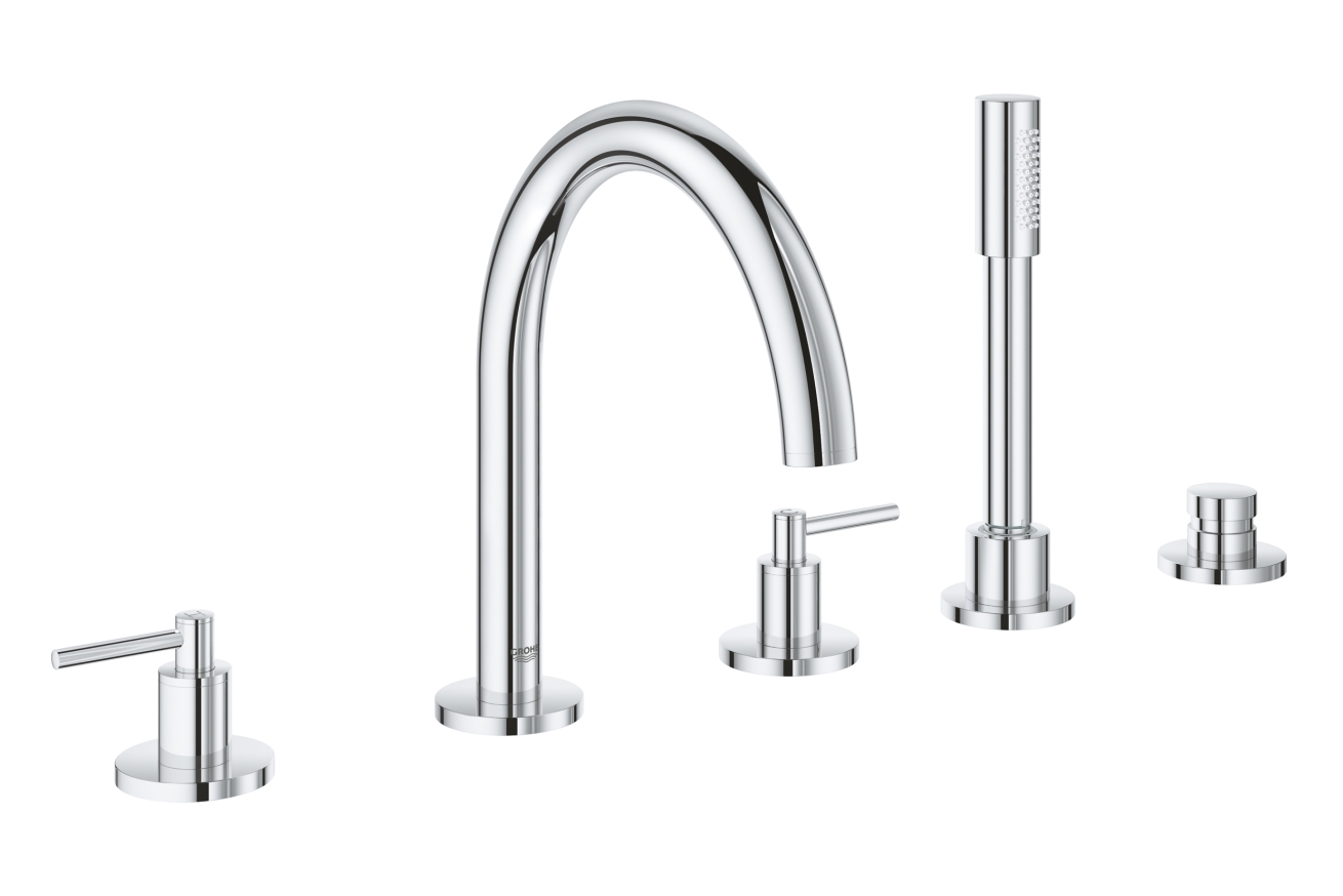 Смеситель для ванны GROHE Atrio двухвентильный, на 5 отверстий, на край ванны, хром (19922003)