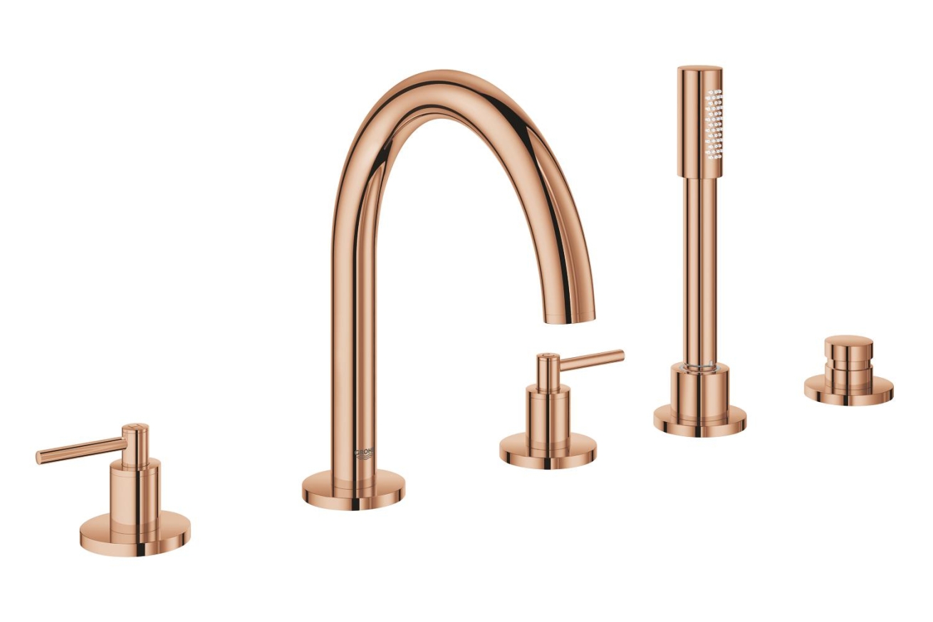Смеситель для ванны GROHE Atrio двухвентильный, на 5 отверстий, на край ванны, теплый закат глянец (19922DA3)