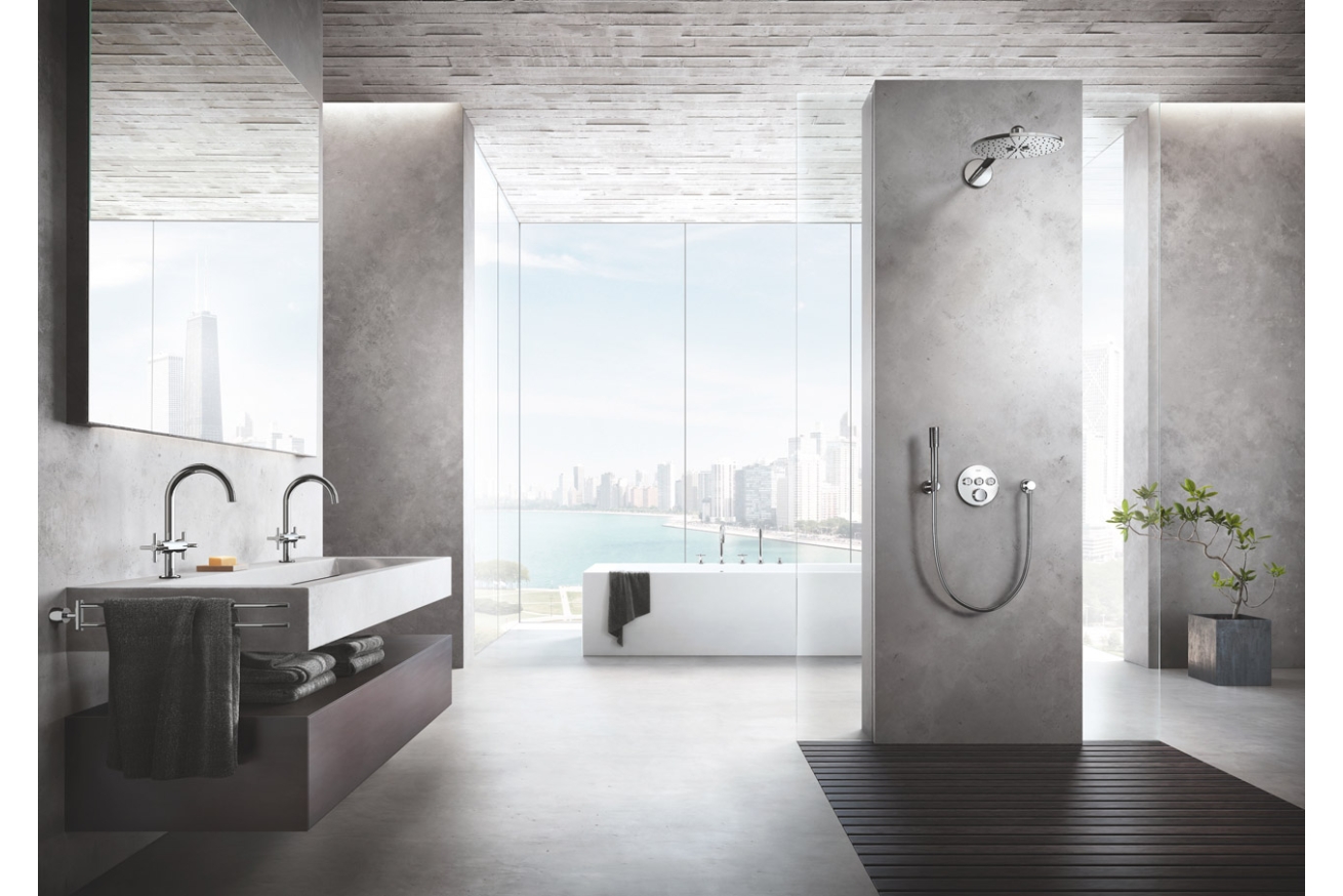 Смеситель для ванны GROHE Atrio двухвентильный, на 5 отверстий, на край ванны, хром (19923003)