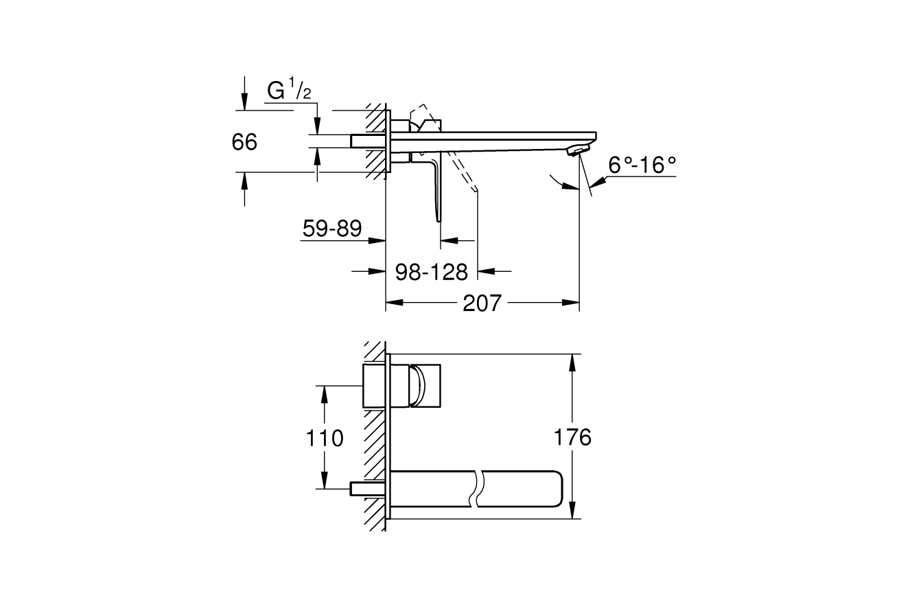 Внешняя часть смесителя для раковины GROHE Lineare, L-Size, хром (23444001)