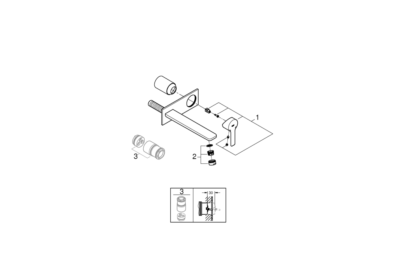 Внешняя часть смесителя для раковины GROHE Lineare, L-Size, хром (23444001)