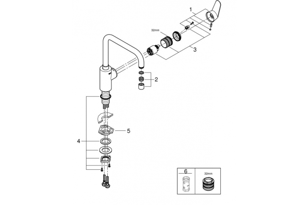 Смеситель для кухни GROHE Eurodisc Cosmopolitan, хром (32259003)