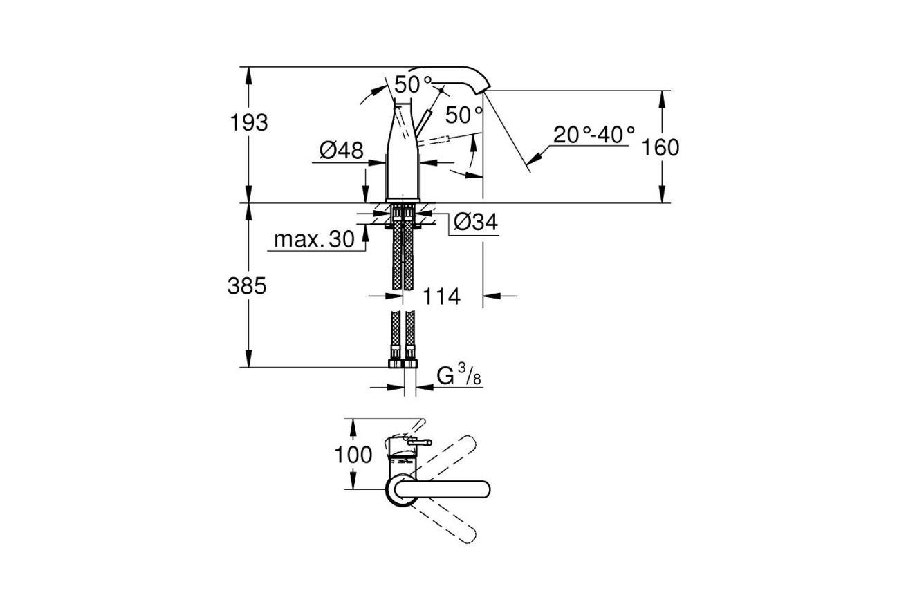 Смеситель для раковины GROHE Essence, M-size, хром (23463001)