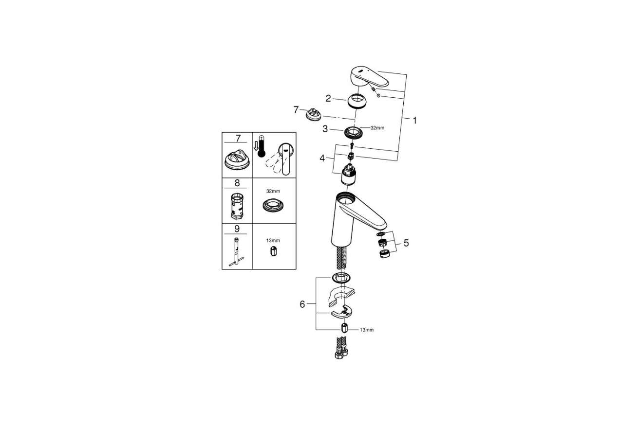 Смеситель для раковины GROHE Eurodisc Cosmopolitan, M-size, хром (23449002)
