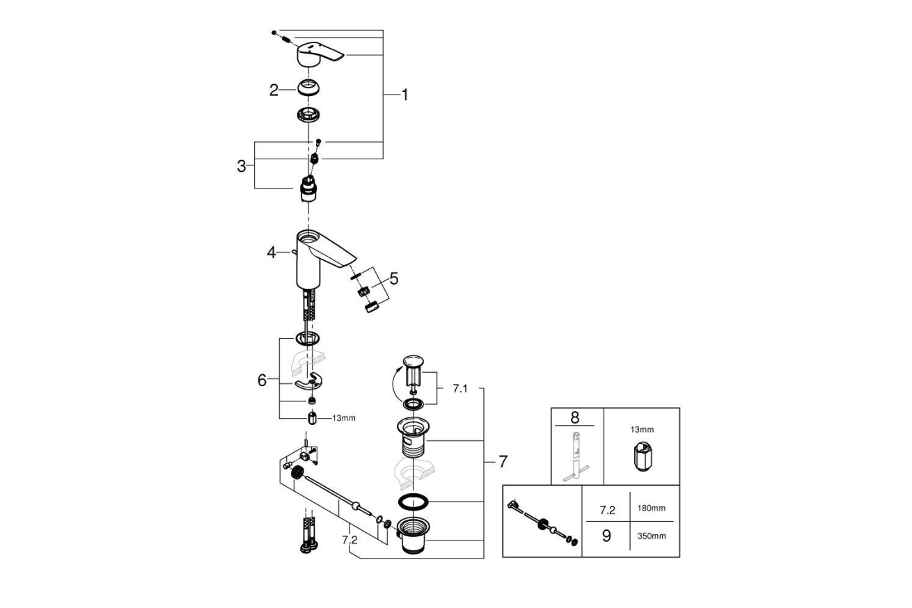 Смеситель для раковины GROHE Eurosmart, S-size, хром (23456003)
