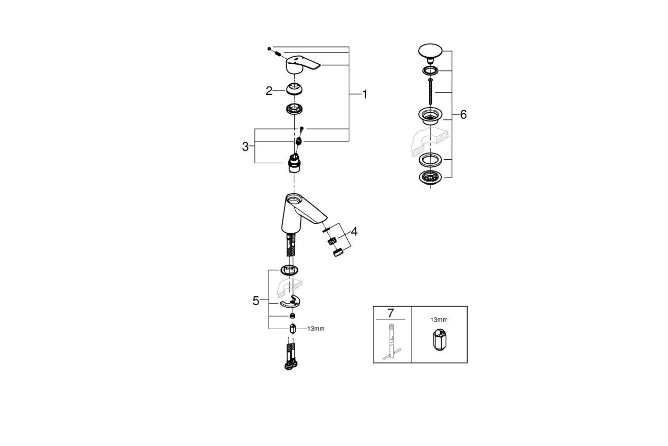 Смеситель для раковины GROHE Eurosmart, S-size, хром (23968003)
