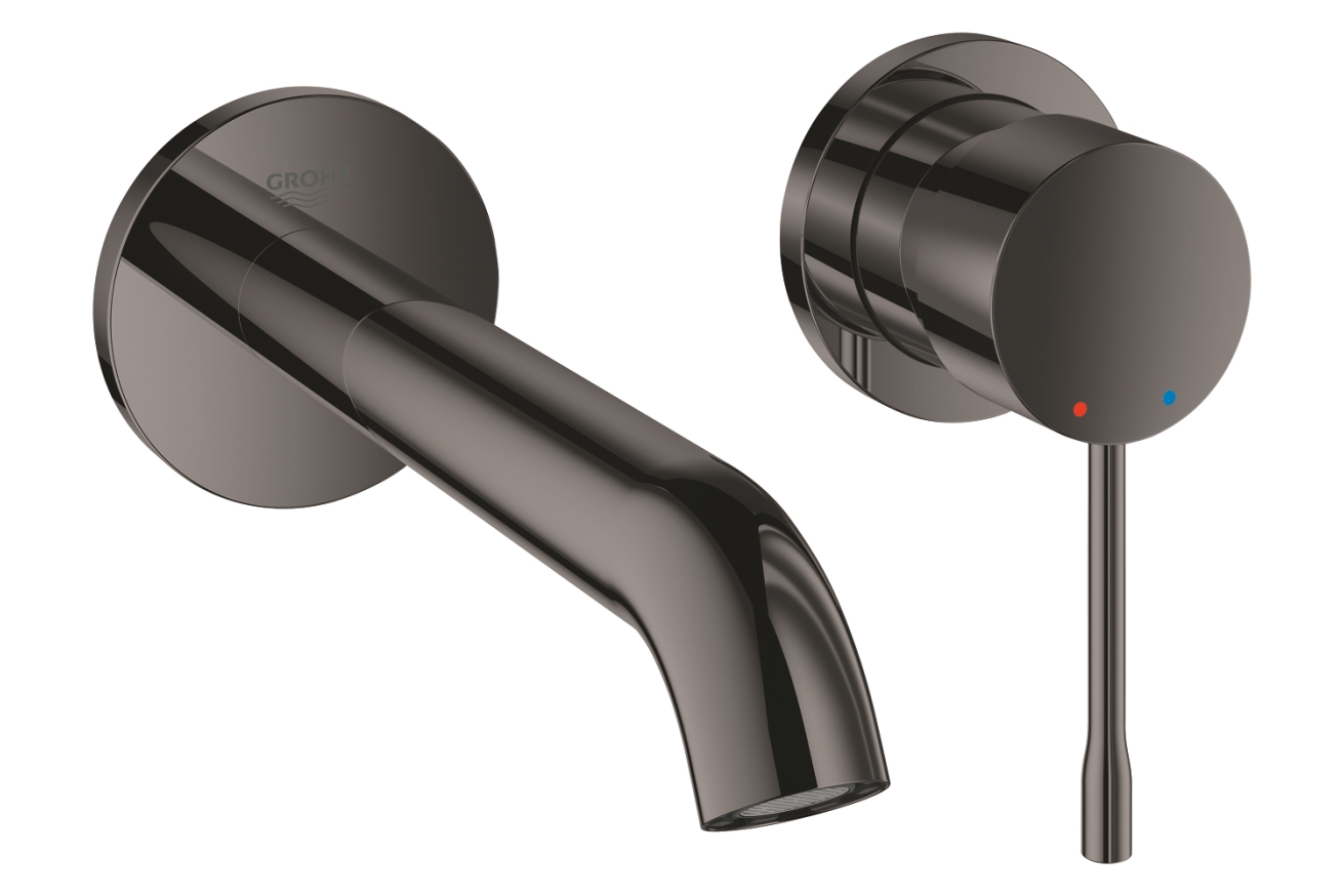 Внешняя часть смесителя для раковины GROHE Essence скрытого монтажа, на 2 отверстия, M-Size, темный графит глянец (29192A01)