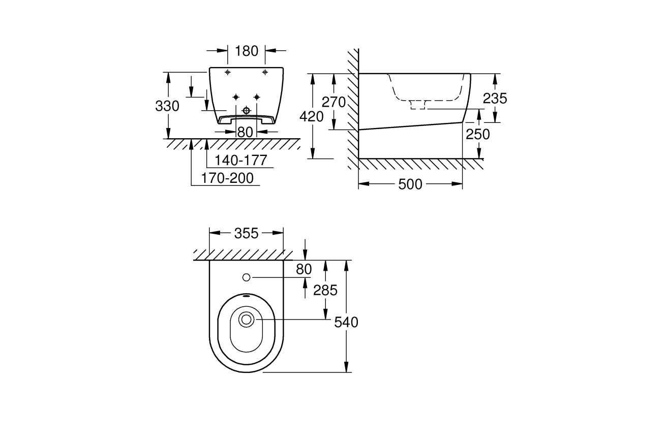 Биде подвесное GROHE Essence Ceramic, альпин-белый (3957400H)