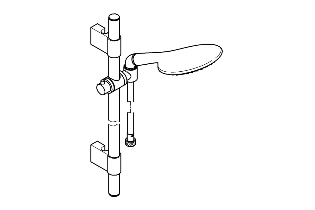 Душевой гарнитур GROHE Rainshower Solo 150, 2 режима струи, душевая штанга 900 мм, хром (27273001)