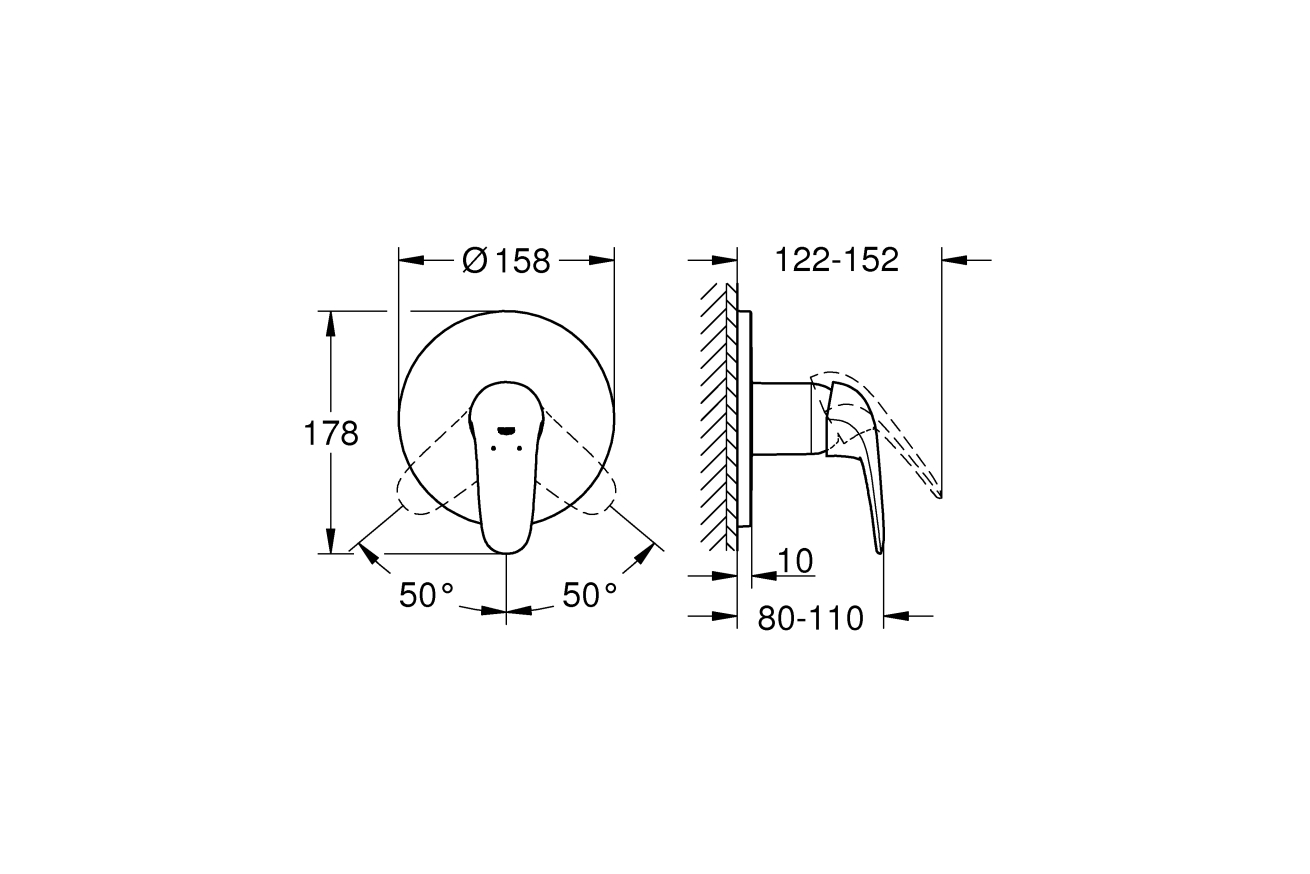 Внешняя часть смесителя для душа GROHE Eurostyle, хром (24046003)