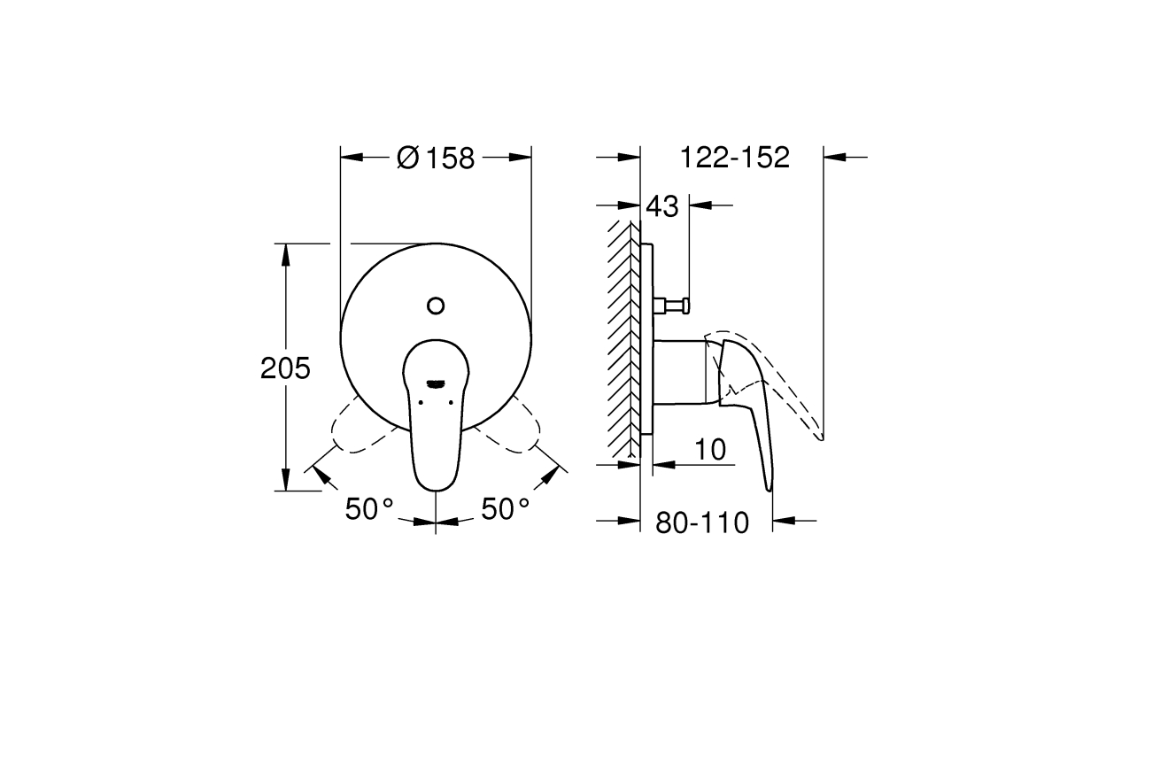 Внешняя часть смесителя для ванны GROHE Eurostyle Solid, хром (24047003)
