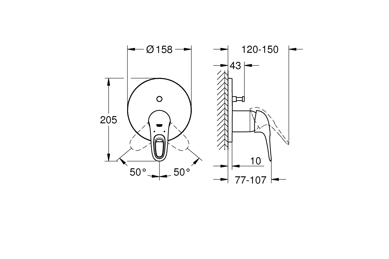 Внешняя часть смесителя для ванны GROHE Eurostyle, хром (24049003)