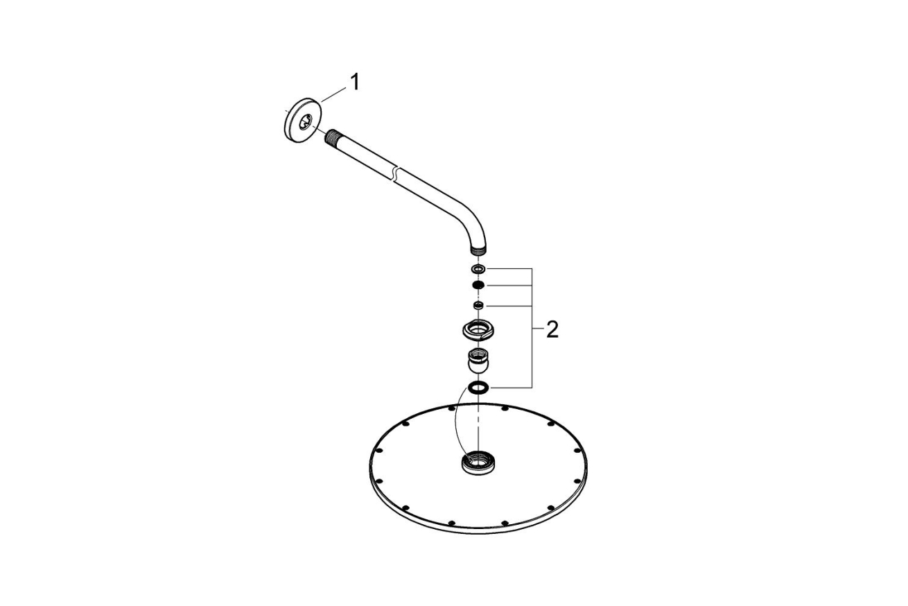 Верхний душ GROHE Rainshower Cosmopolitan Metal 310, 8 л/мин, 1 режим, 380 мм, хром (26066000)