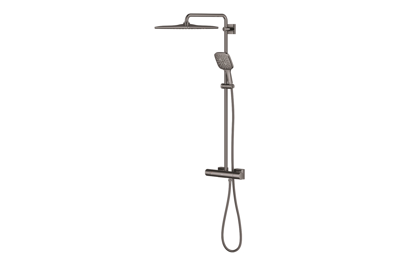 Душевая система GROHE Rainshower SmartActive 310 Cube с термостатом для душа, темный графит глянцевый (26837A00)
