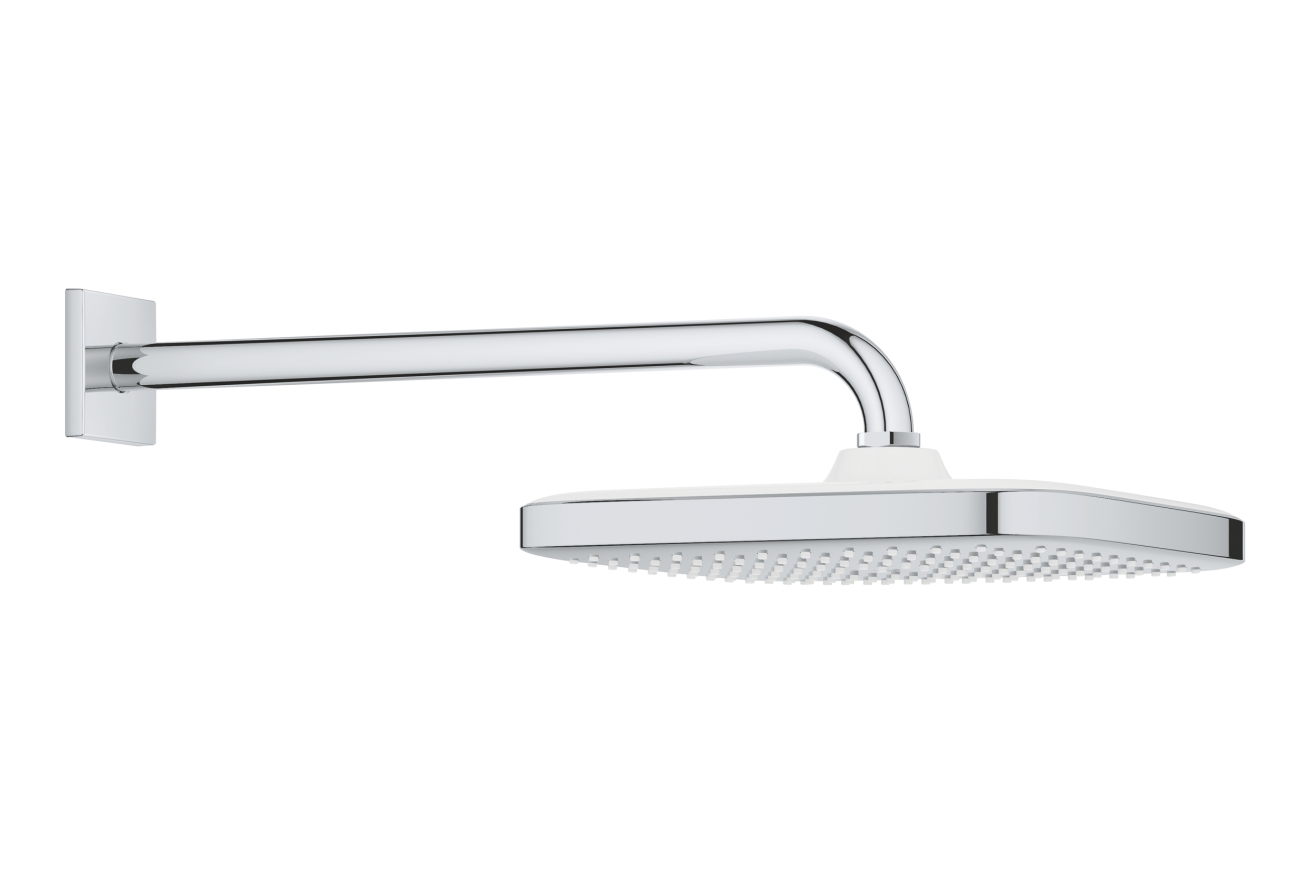 Верхний душ GROHE Tempesta Cube 250, 9,5 л/мин, 1 режим, 380 мм, хром/белый (26687000)