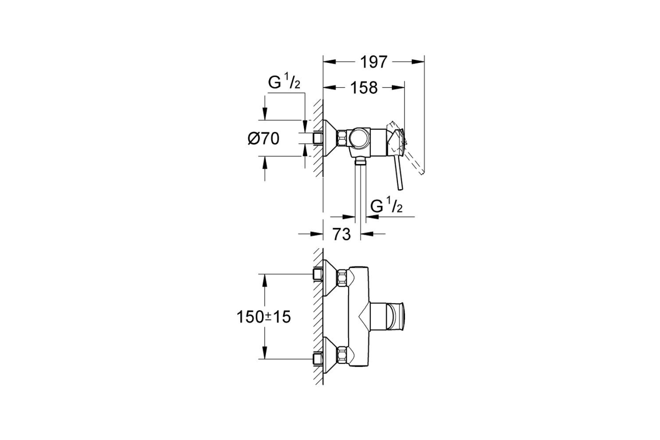 Смеситель для душа GROHE BauClassic, хром (32867000)
