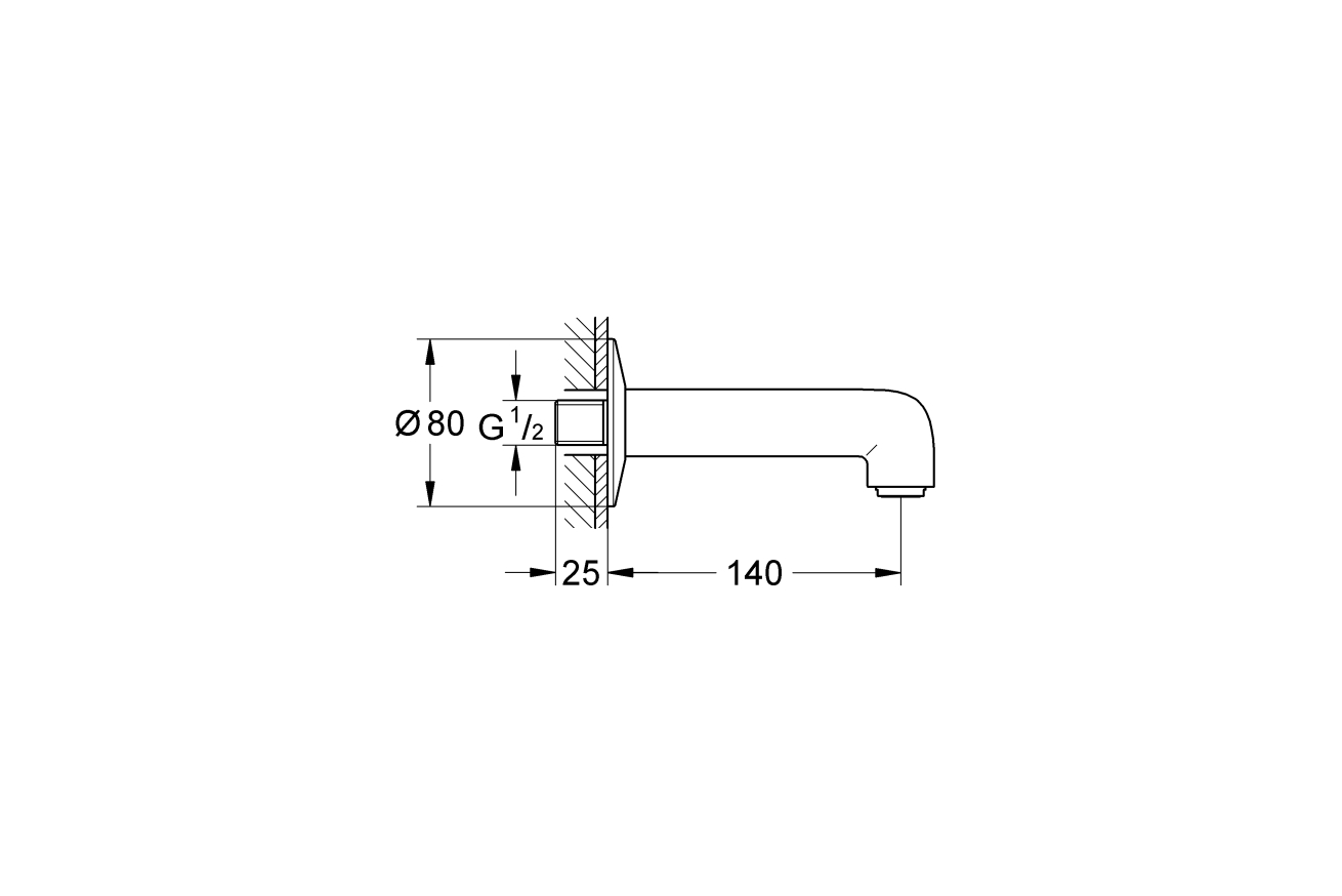 Излив для ванны GROHE BauClassic, хром (13258000)