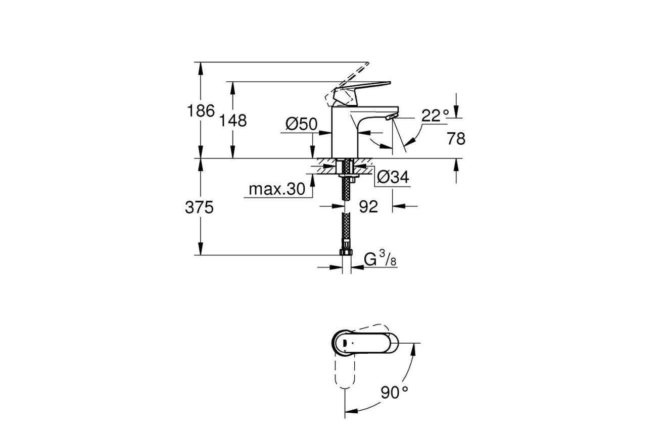 Смеситель для раковины GROHE Eurosmart Cosmopolitan, S-size, хром (2337600E)