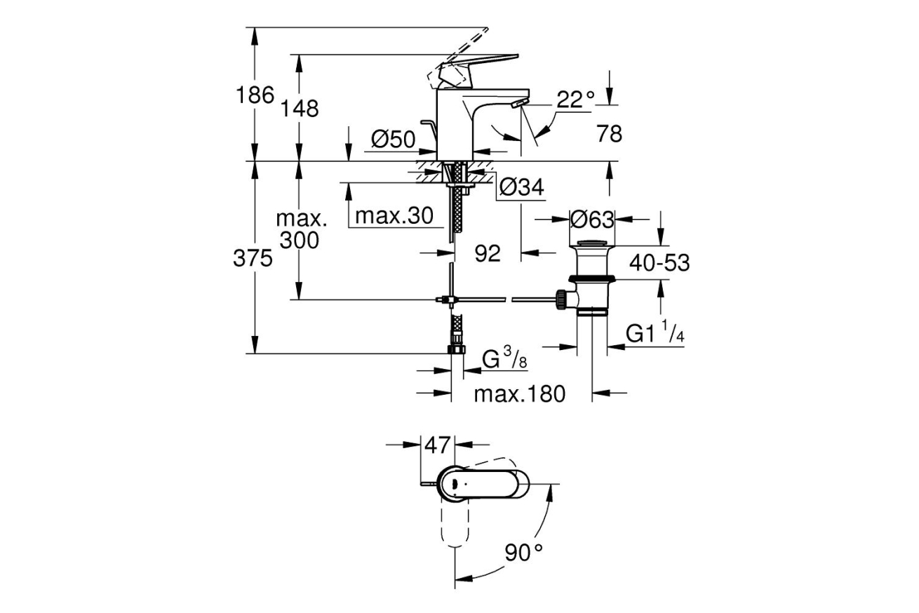 Смеситель для раковины GROHE Eurosmart Cosmopolitan, S-size, хром (2337700E)