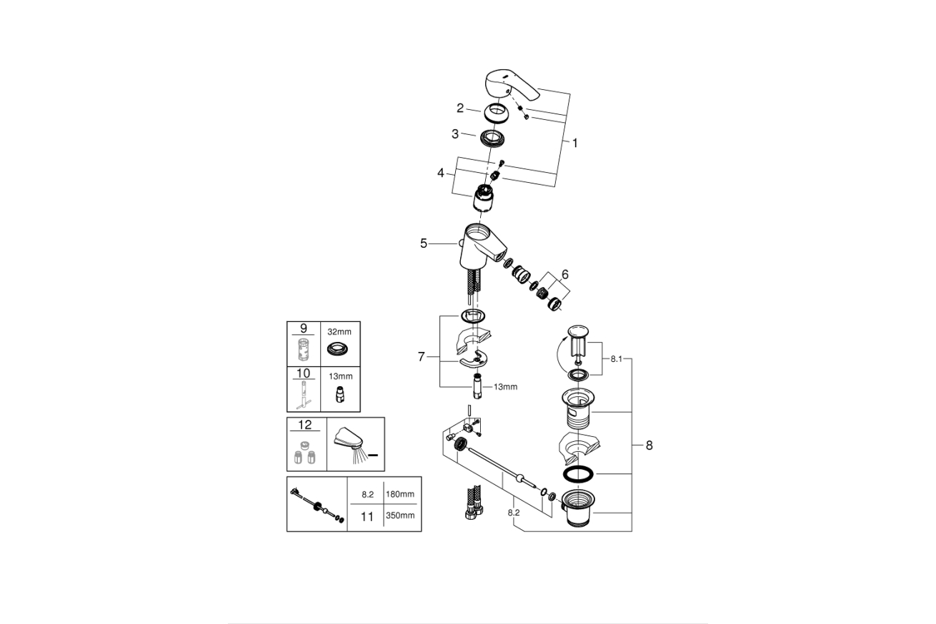 Смеситель для биде GROHE Eurosmart с донным клапаном, S-size, хром (23789002)