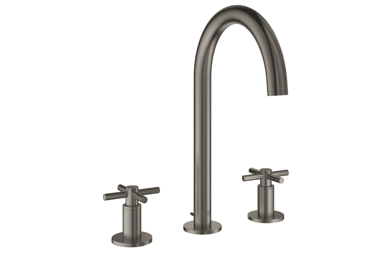 Смеситель для раковины GROHE Atrio двухвентильный на 3 отверстия, темный графит матовый (20008AL3)