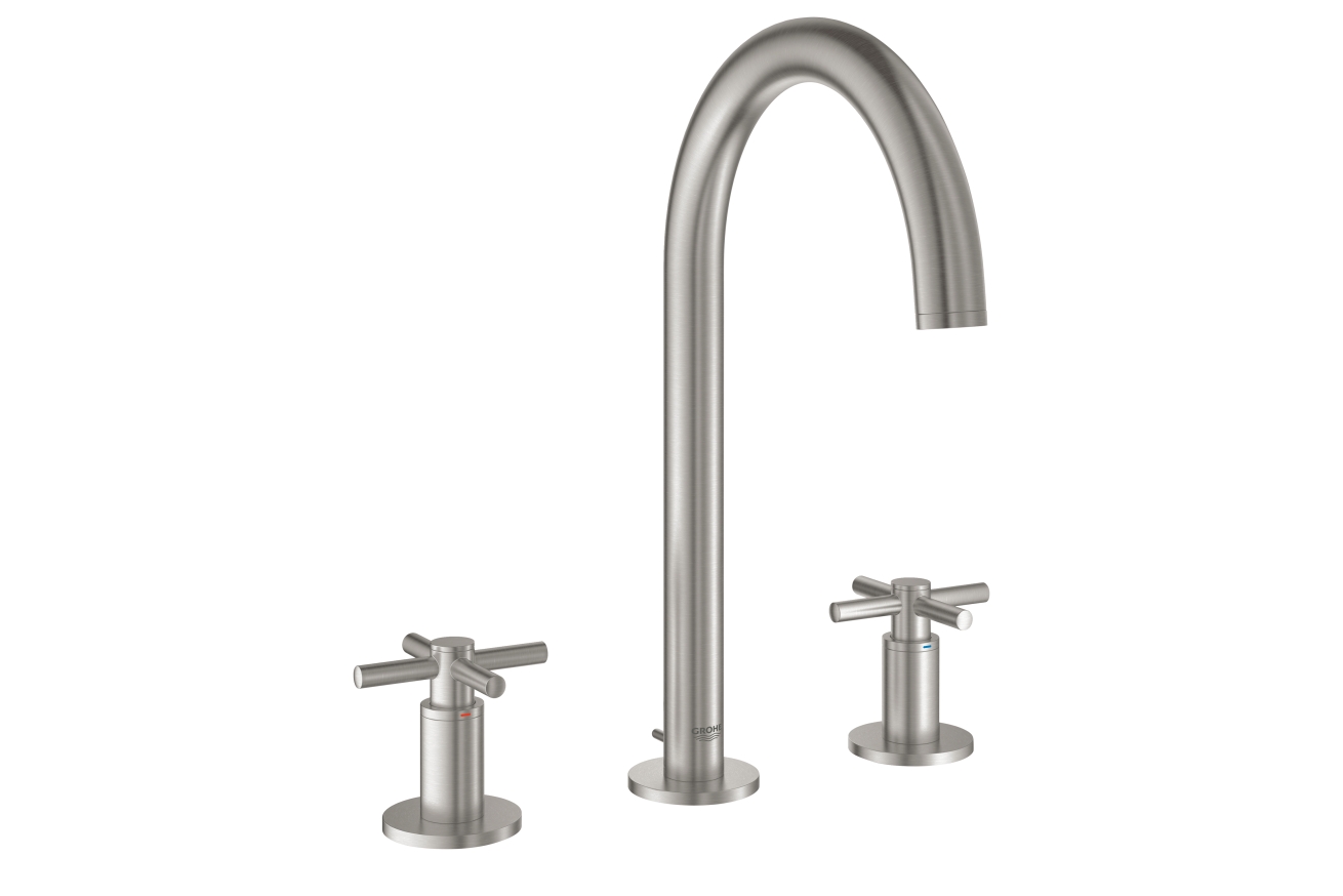 Смеситель для раковины GROHE Atrio двухвентильный на 3 отверстия, суперсталь (20008DC3)